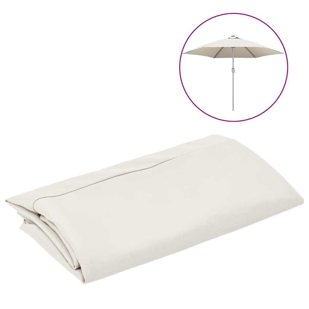 Detail van het witte vervangingsdoek voor vidaXL parasol, opgevouwen en met een zwarte rand.
