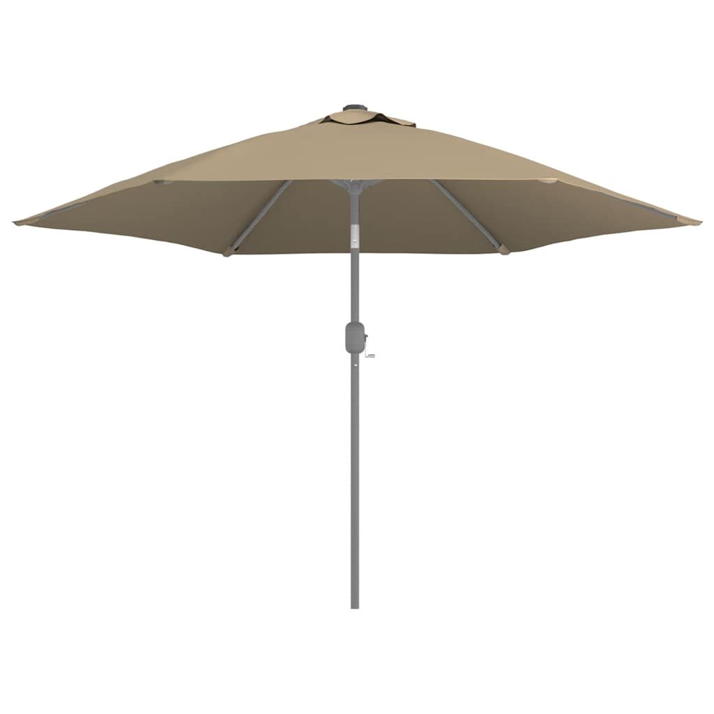 Detail van het taupe vidaXL vervangingsdoek voor parasol, met een ronde vorm en stevige constructie.