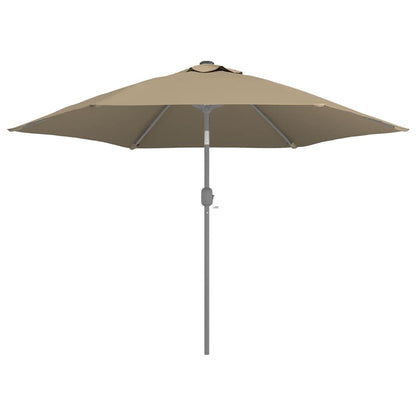 Detail van het taupe vidaXL vervangingsdoek voor parasol, met een ronde vorm en stevige constructie.