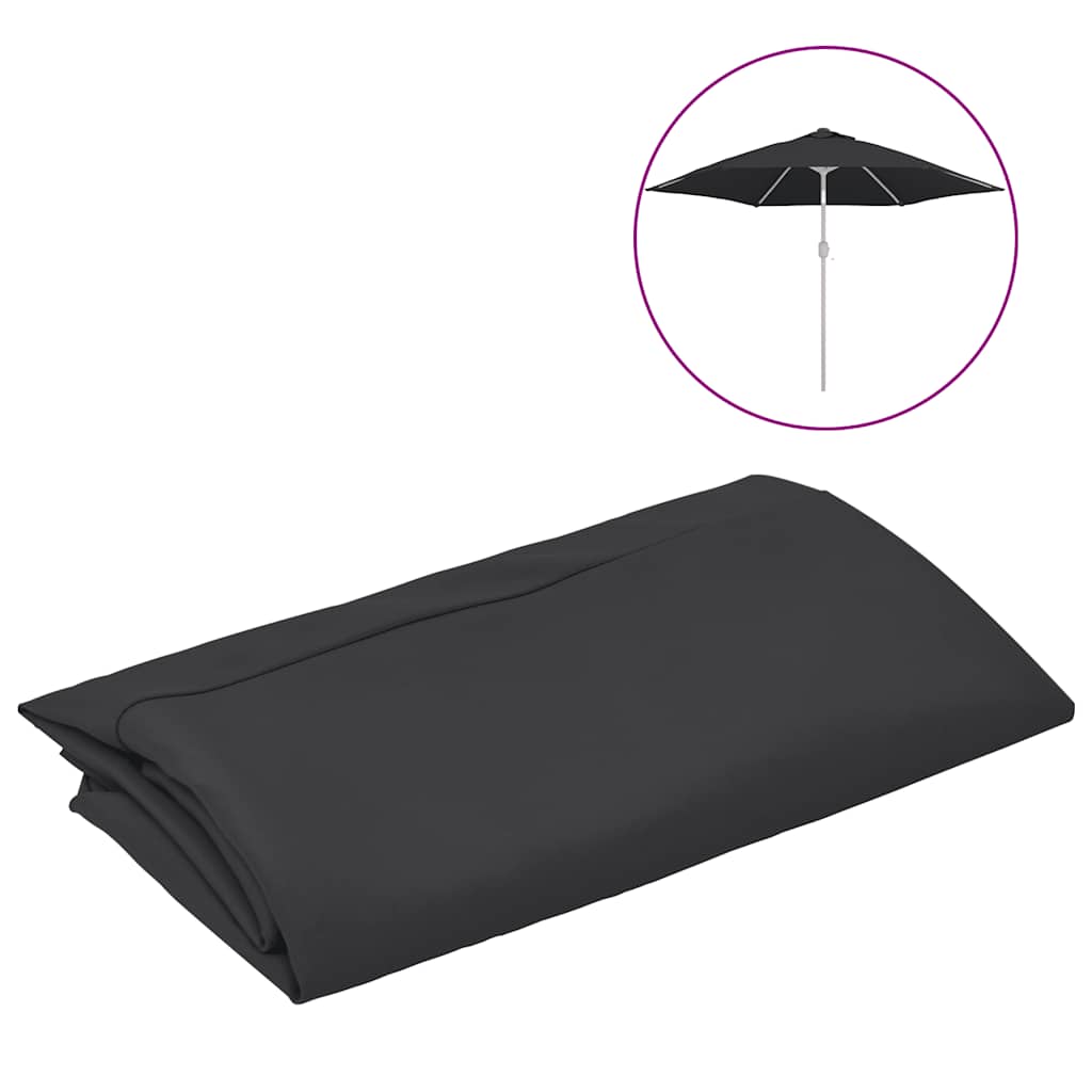 Zwart vidaXL vervangingsdoek voor parasol, opgevouwen en klaar voor gebruik.