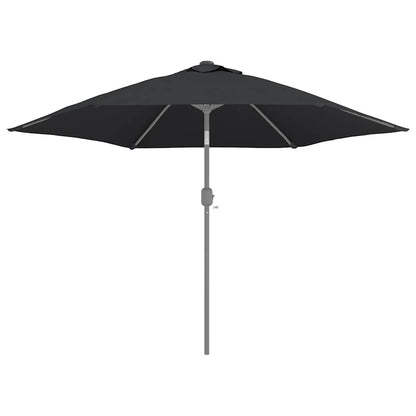 Zijaanzicht van het vidaXL vervangingsdoek in zwart voor parasol van 300 cm.