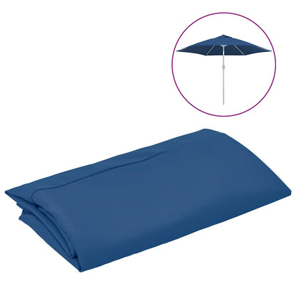 Detail van het azuurblauwe vervangingsdoek voor parasol van vidaXL, opgevouwen.