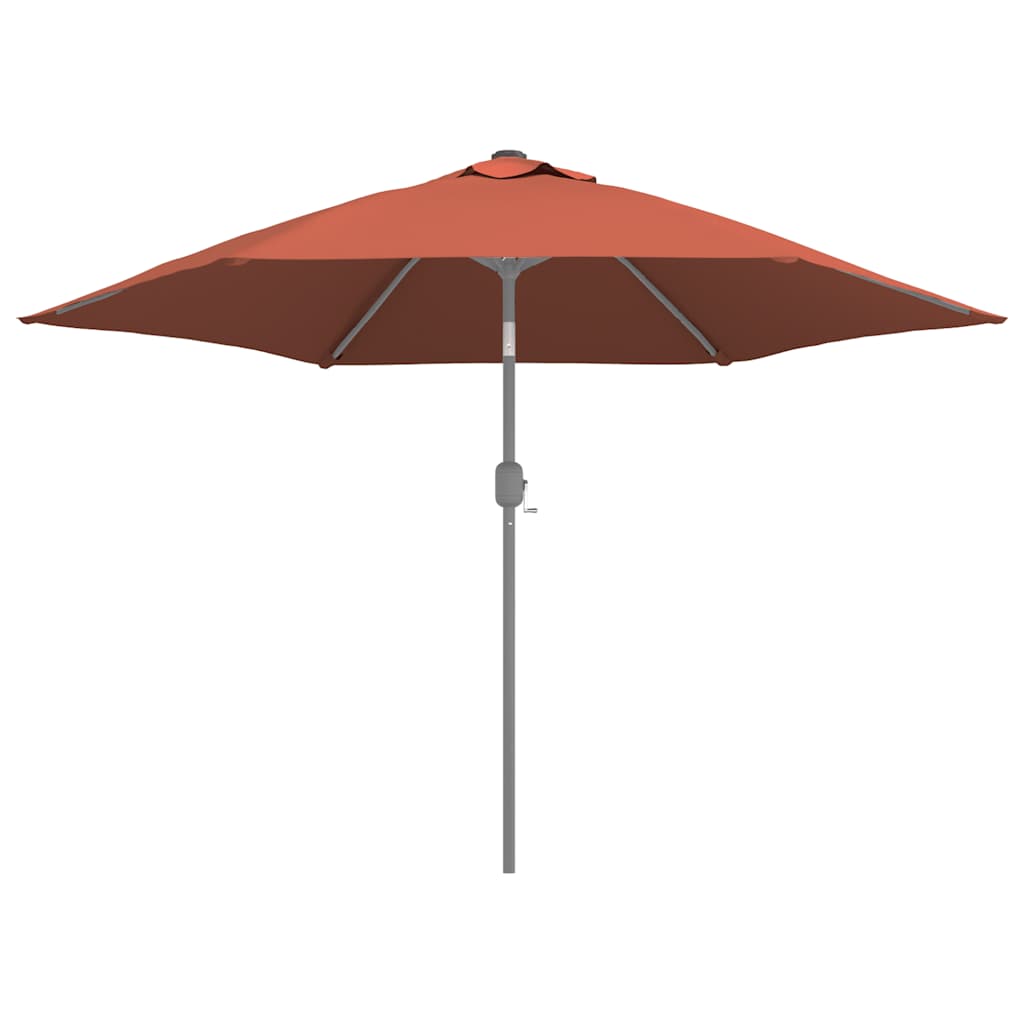 Terracottakleurig vervangingsdoek voor parasol van vidaXL, zijaanzicht met open kap.