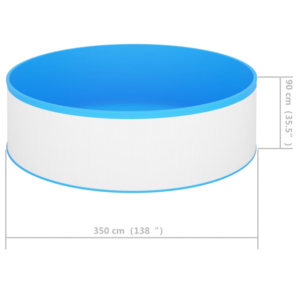Detail van de vidaXL Splasher pool met witte wand en blauwe rand, zijaanzicht.