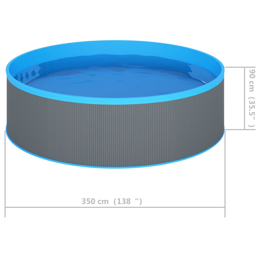 Detail van de vidaXL Splasher pool met grijze wand en blauwe rand, zijaanzicht.