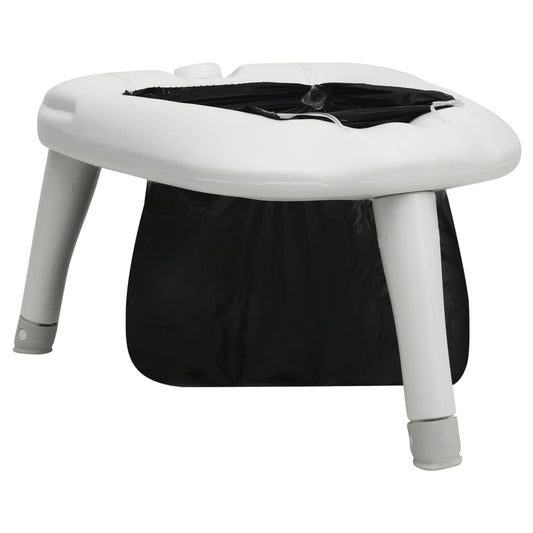 Inklapbaar vidaXL campingtoilet met zwarte wegwerpzak, stevig en praktisch voor onderweg.