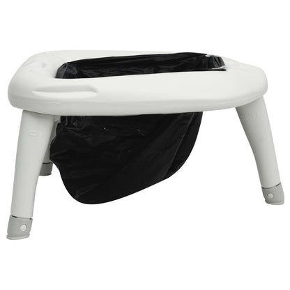 Detail van het vidaXL campingtoilet met zwarte wegwerpzak, zijaanzicht.