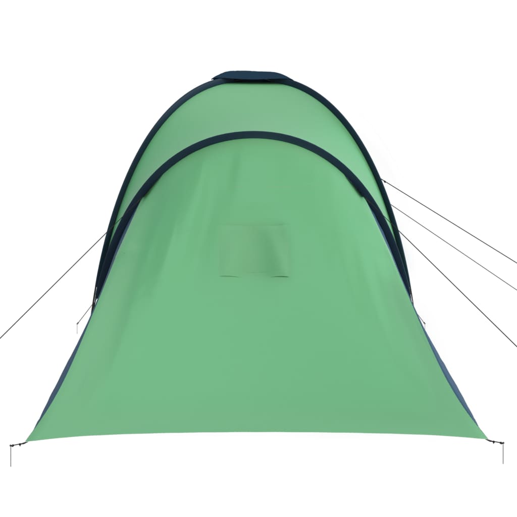 Detail van de groene tent vidaXL 6-persoons met gebogen bovenkant en ventilatieopening.