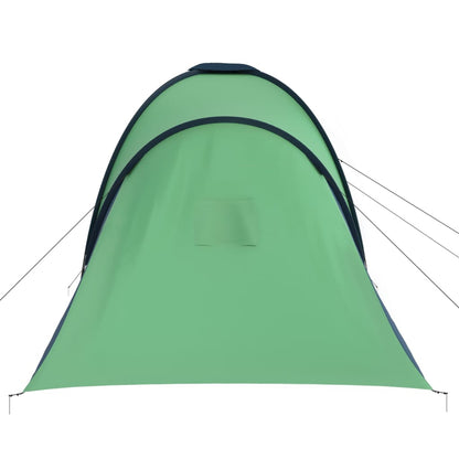 Detail van de groene tent vidaXL 6-persoons met gebogen bovenkant en ventilatieopening.