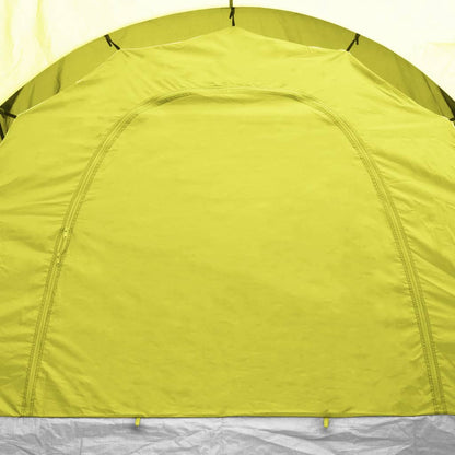 Detail van de gele achterzijde van de vidaXL 6-persoons tent met ventilatieopening.