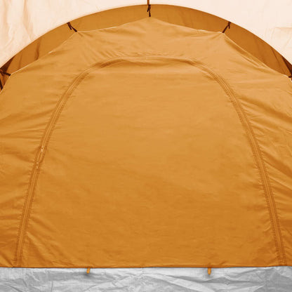 Detail van de oranje achterzijde van de vidaXL tent met een stevige rits.