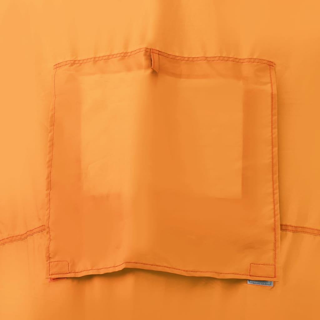 Detail van de oranje tentstof met een zakje voor extra opbergruimte van vidaXL.