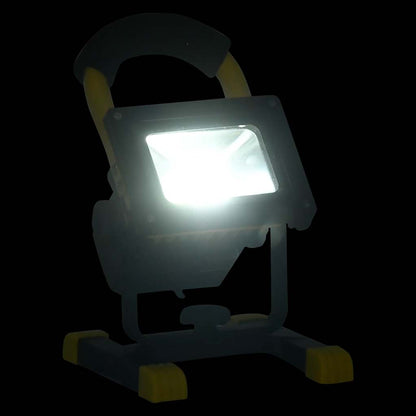 Zijaanzicht van de vidaXL oplaadbare LED-spotlight met heldere verlichting.
