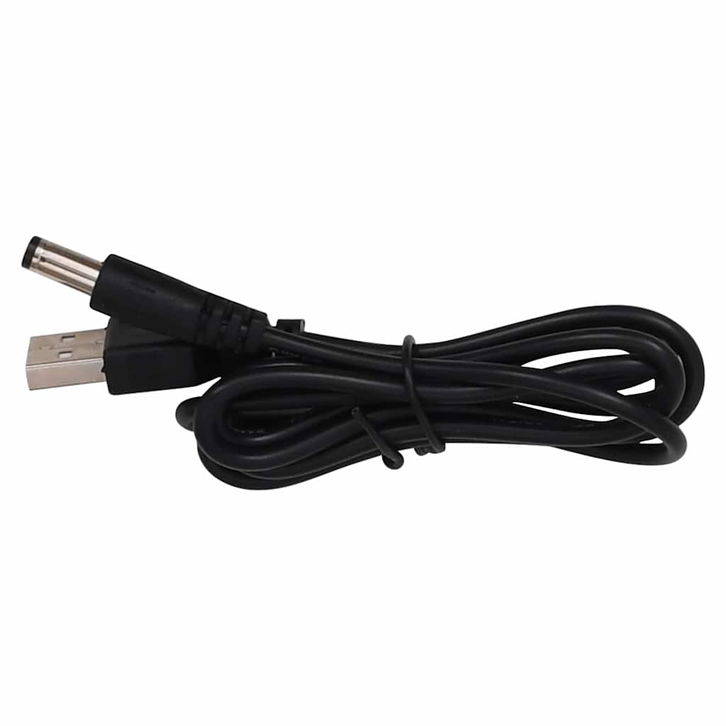 Oplaadkabel voor vidaXL oplaadbare LED-spotlight, zwart met USB- en voedingsconnector.