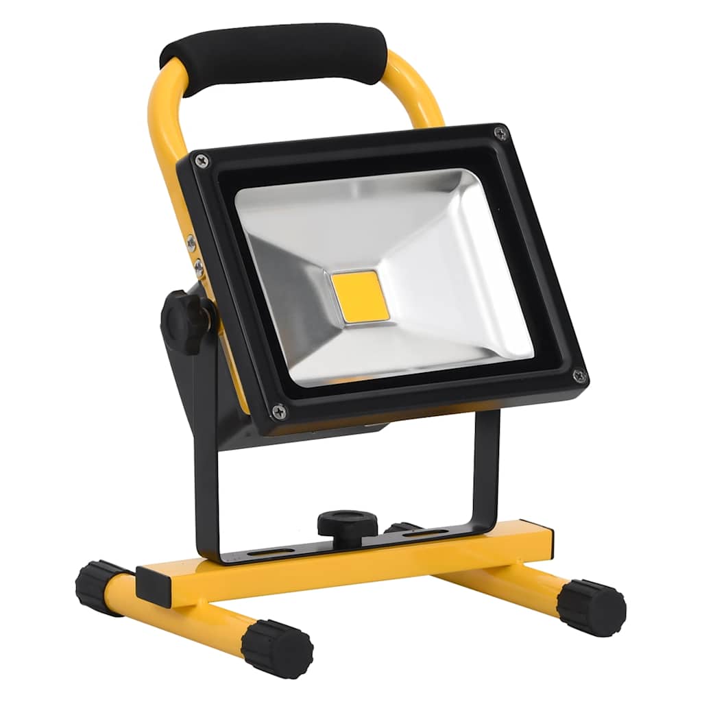 Detail van de vidaXL oplaadbare LED-spotlight met ergonomisch handvat en stevige basis.