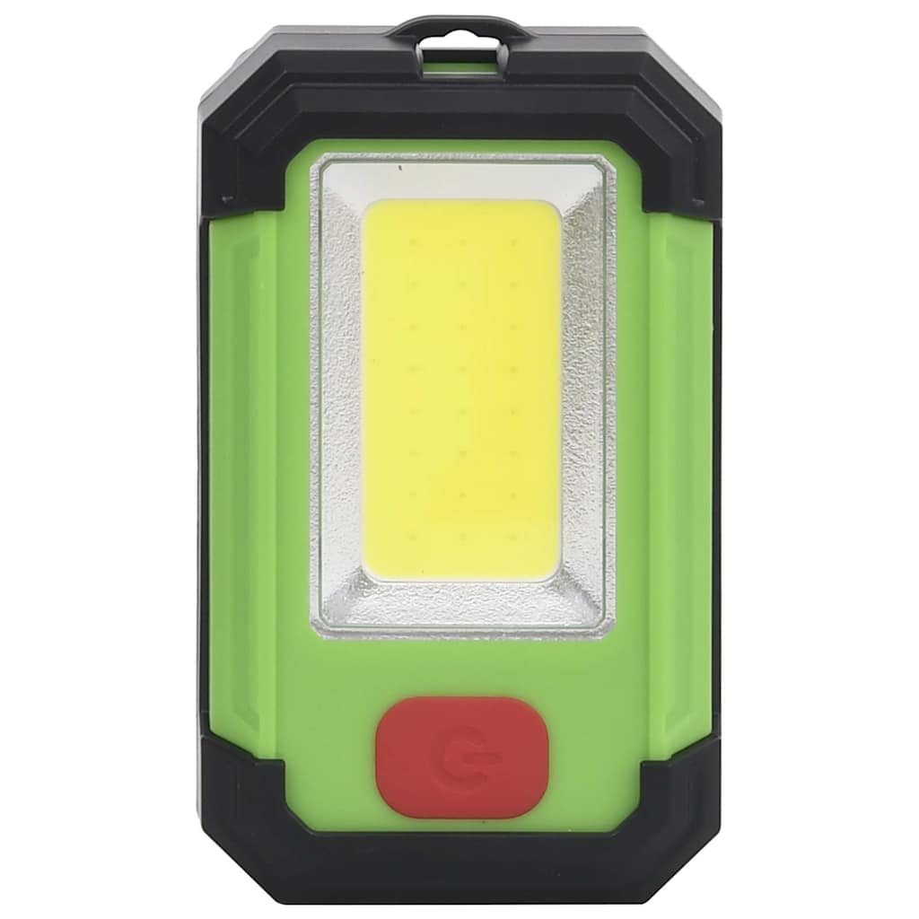 Detail van de vidaXL draagbare solar LED lamp in zwart en groen, met aan/uit-knop.