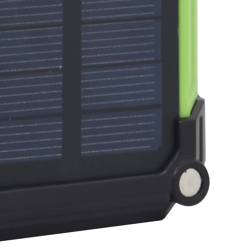 Detail van de achterkant van de vidaXL draagbare solar LED met zonnepaneel.