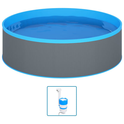 Detail van het vidaXL Splasher zwembad met blauwe rand en skimmerpomp onderin.