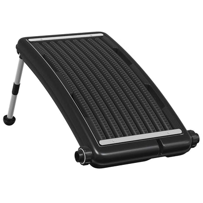 Detail van het gebogen vidaXL solar zwembadverwarmingspaneel met verstelbare poten.