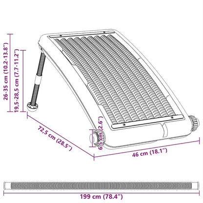 Detailweergave van het vidaXL solar zwembadverwarmingspaneel met gebogen vorm en verstelbare poten.
