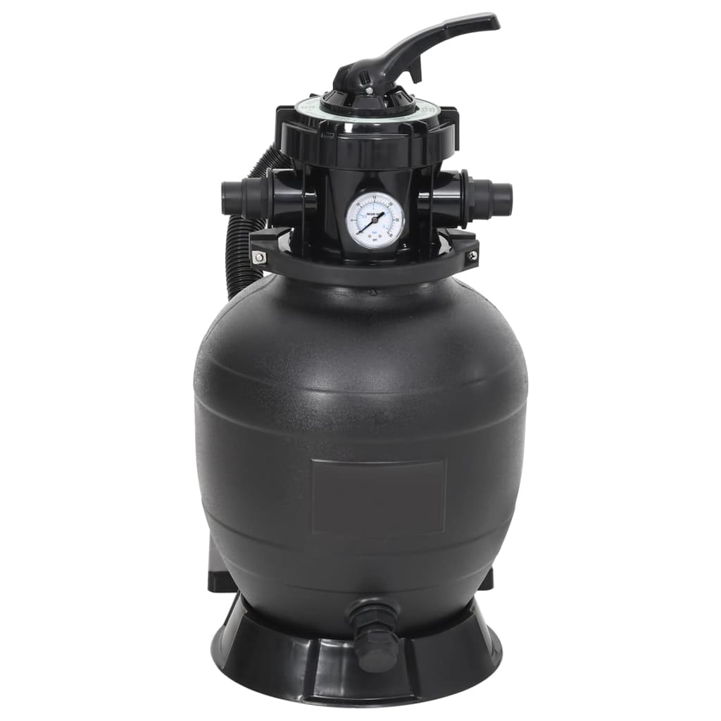 Detail van de vidaXL zwembadzandfilter met 6-voudig ventiel en drukmeter.