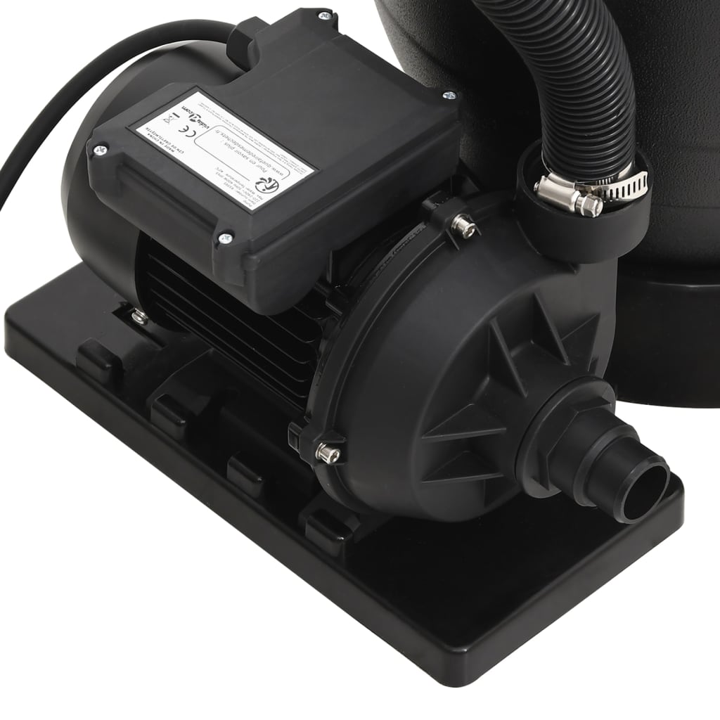 Detail van de krachtige motor van de vidaXL zwembadzandfilter met zwarte behuizing.