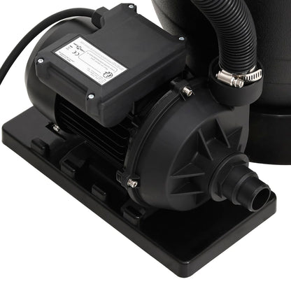Detail van de krachtige motor van de vidaXL zwembadzandfilter met zwarte behuizing.