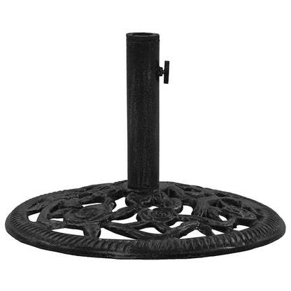 Zwarte vidaXL parasolvoet met decoratief bloemenpatroon en adapter voor verschillende parasolstangen.