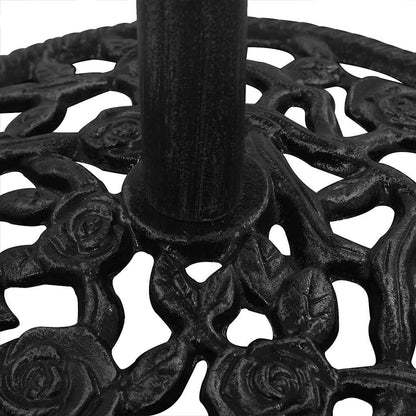 Detail van de vidaXL parasolvoet met decoratief bloemenpatroon en parasoladapter.