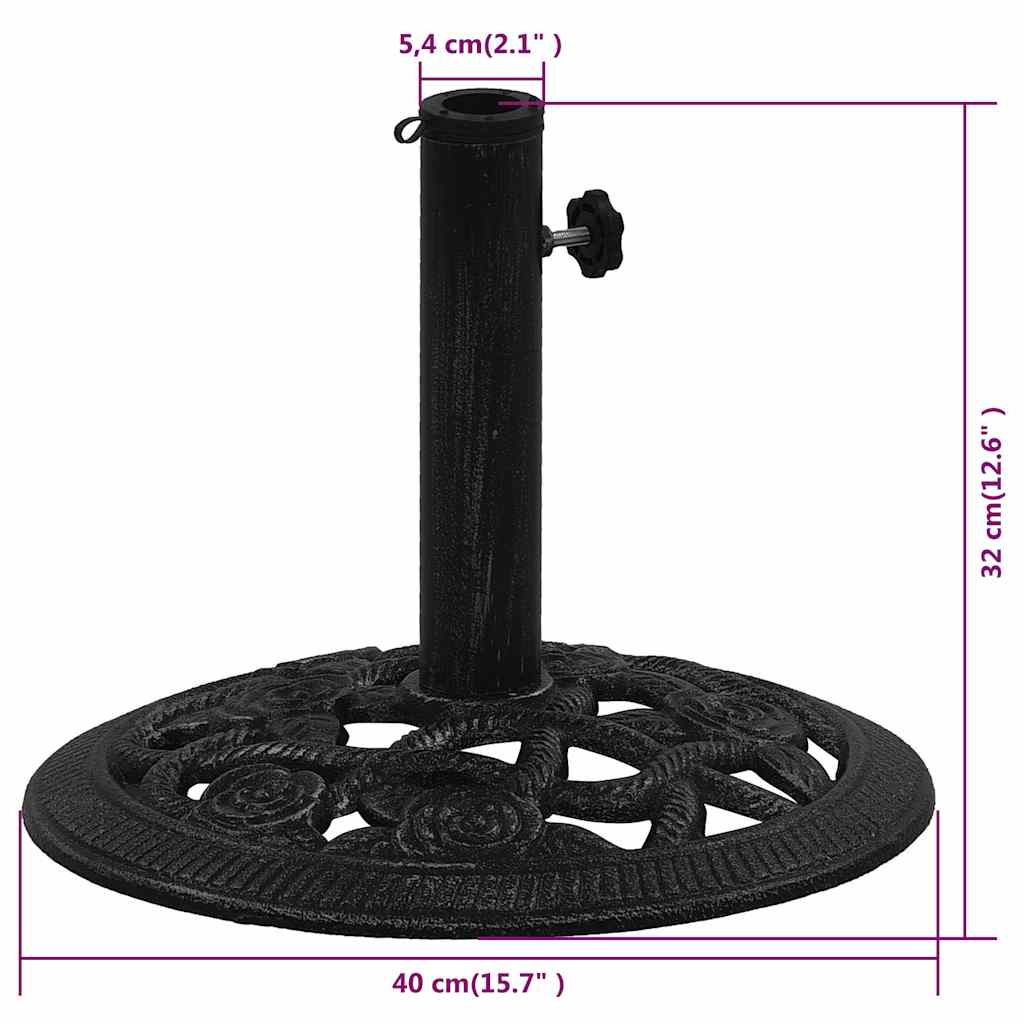 Detail van de vidaXL parasolvoet met elegant bloemenpatroon en bevestigingsbuis.