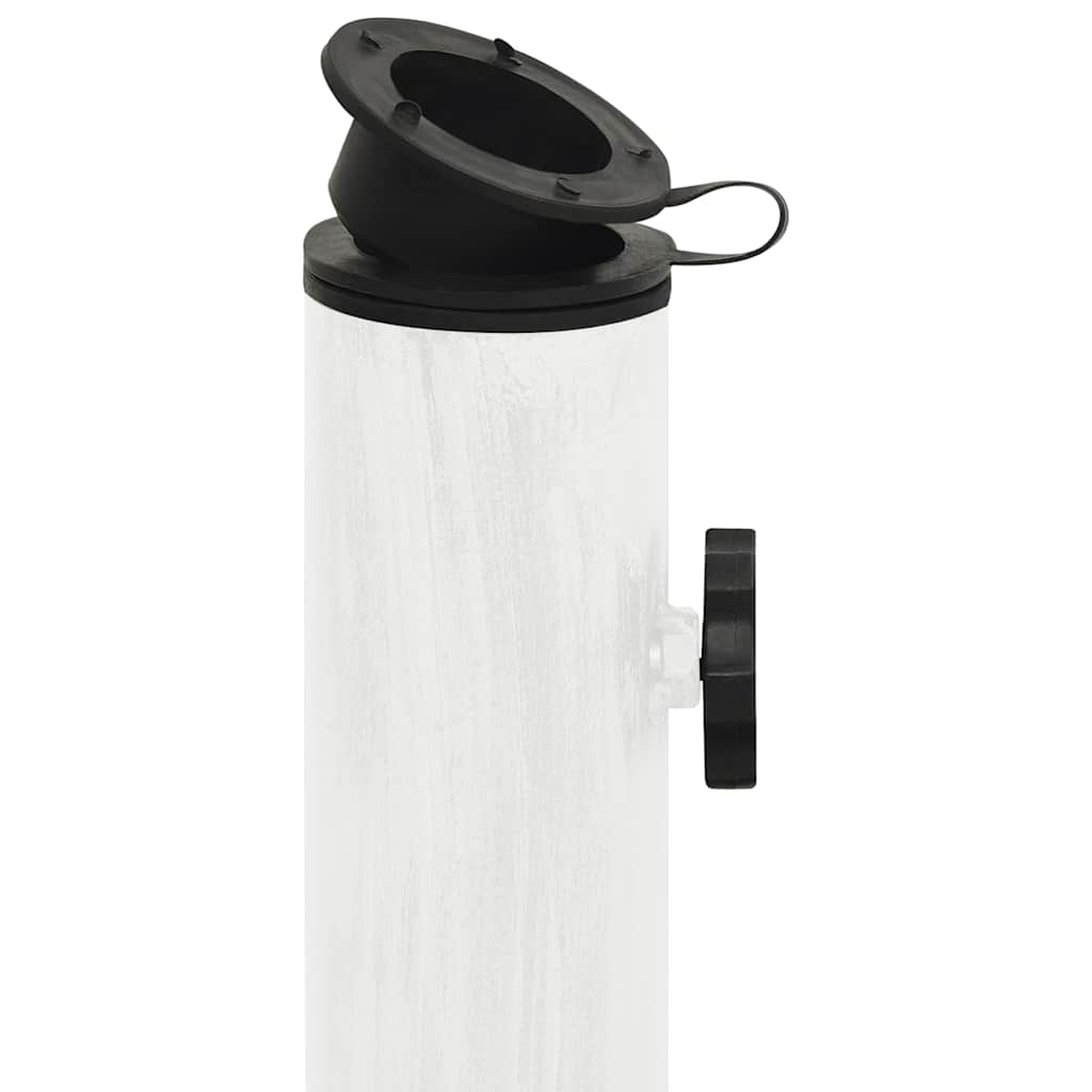 Detail van de zwarte bevestigingsring van de vidaXL parasolvoet voor verschillende parasolstangen.