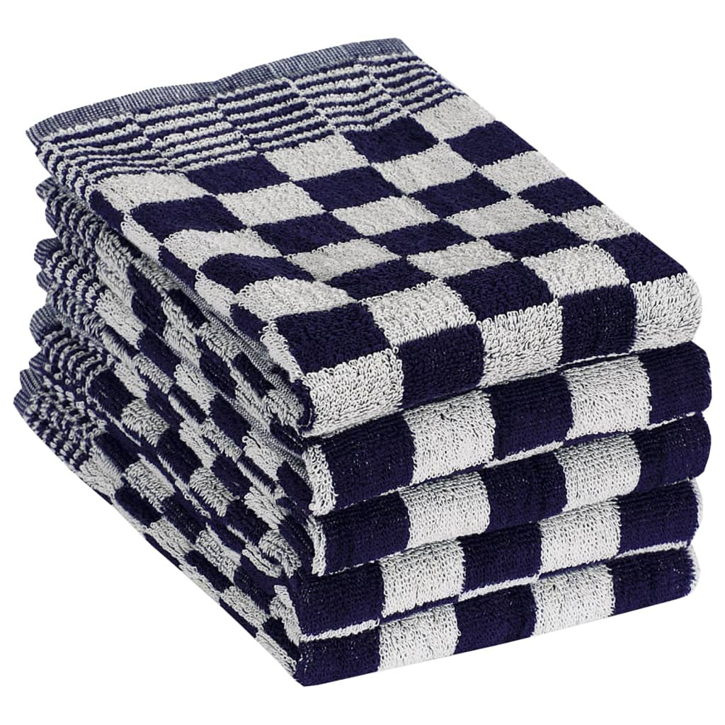 Detail van de gestreepte blauwe en witte keukendoeken uit de vidaXL 10-delige set.
