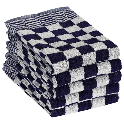 Detail van de gestreepte blauwe en witte keukendoeken uit de vidaXL 10-delige set.