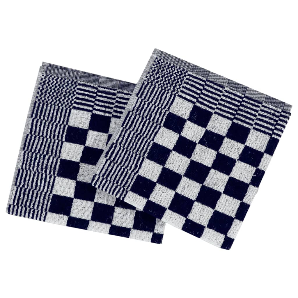 Detail van de vidaXL keukendoeken in blauw en wit met een ruitpatroon.