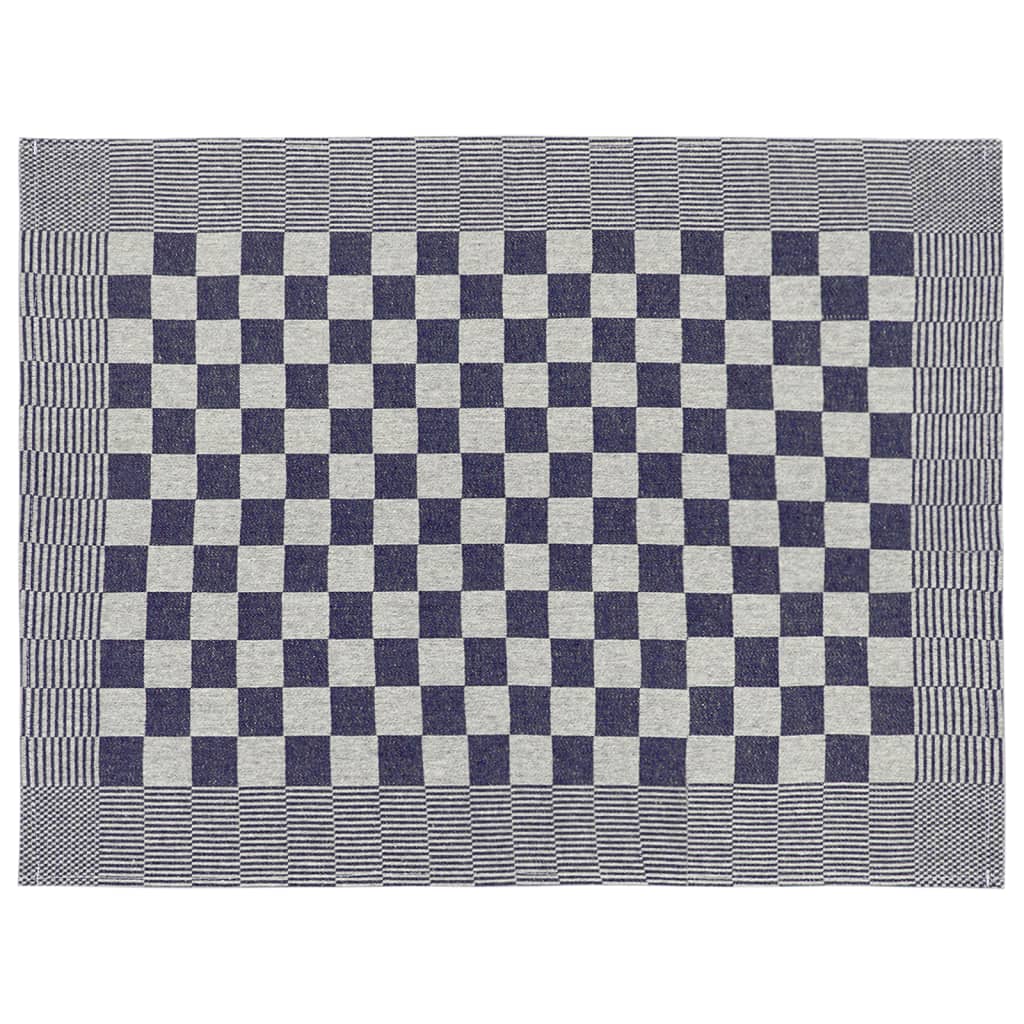 Detail van de vidaXL keukendoekenset met een blauw-wit ruitpatroon.