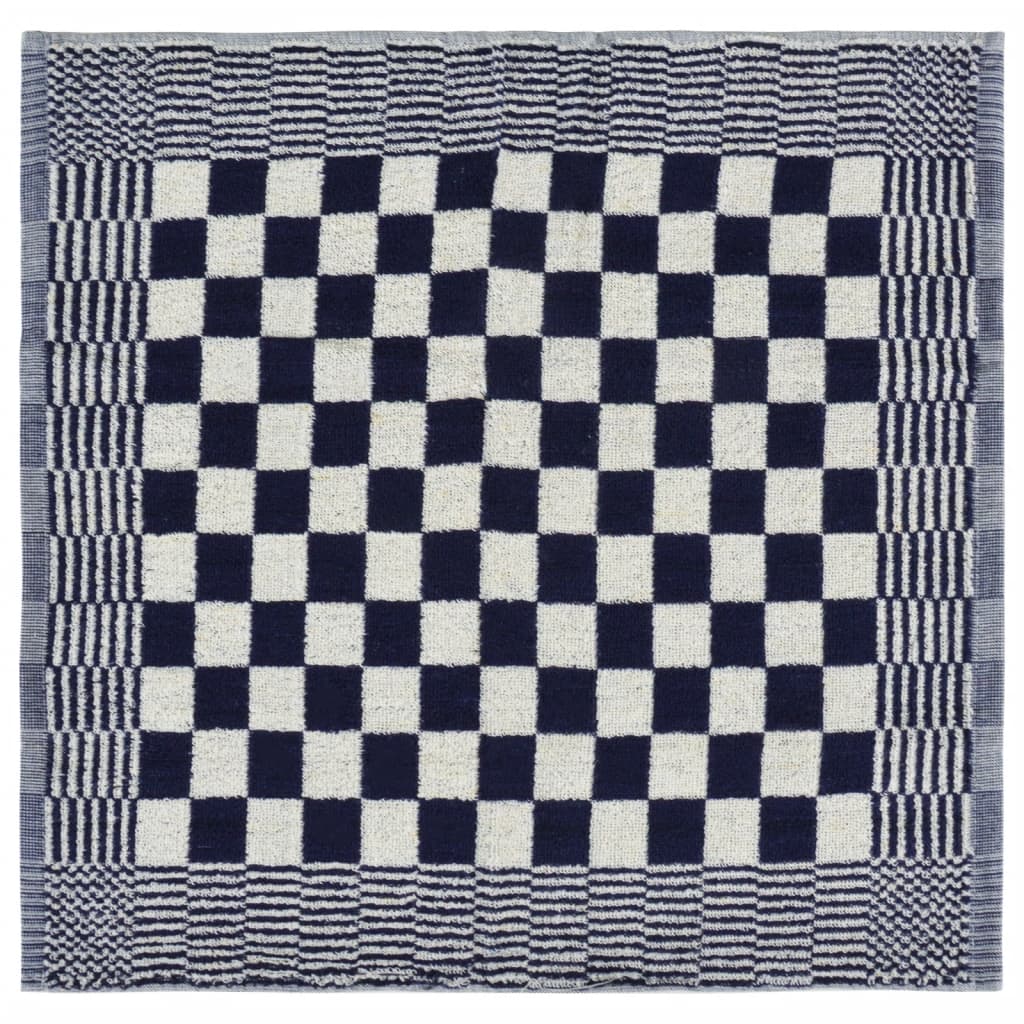 Detail van de vidaXL keukendoekenset met blauw-wit geblokt patroon.