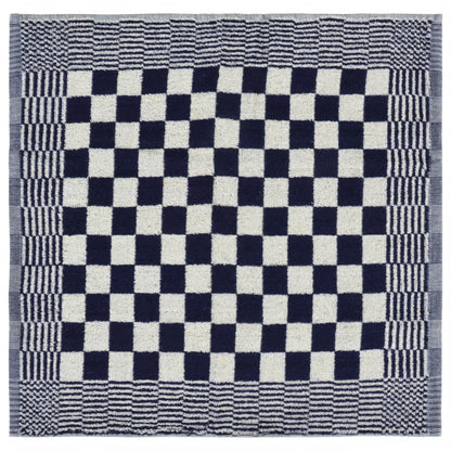 Detail van de vidaXL keukendoekenset met blauw-wit geblokt patroon.