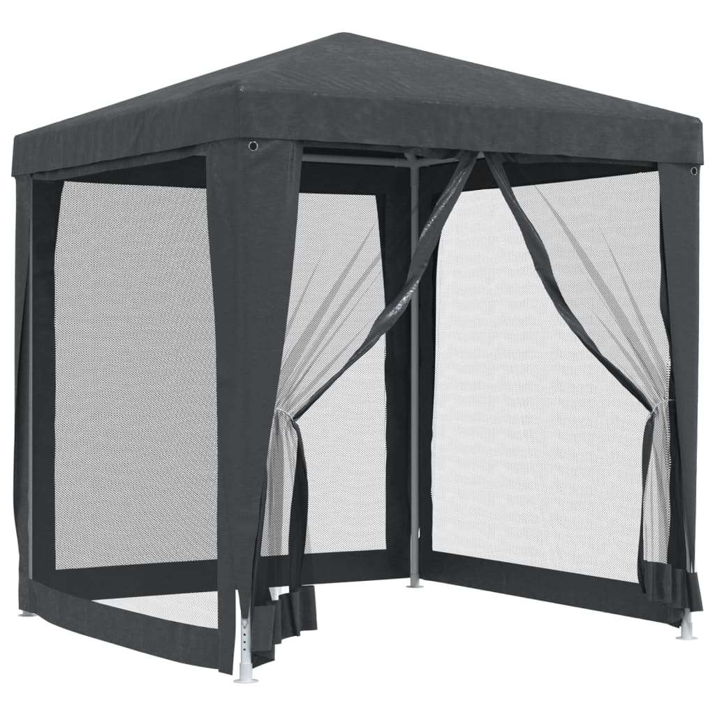 Zijaanzicht van de vidaXL partytent met 4 mesh zijwanden in antraciet.