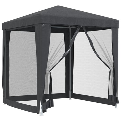 Zijaanzicht van de vidaXL partytent met 4 mesh zijwanden in antraciet.