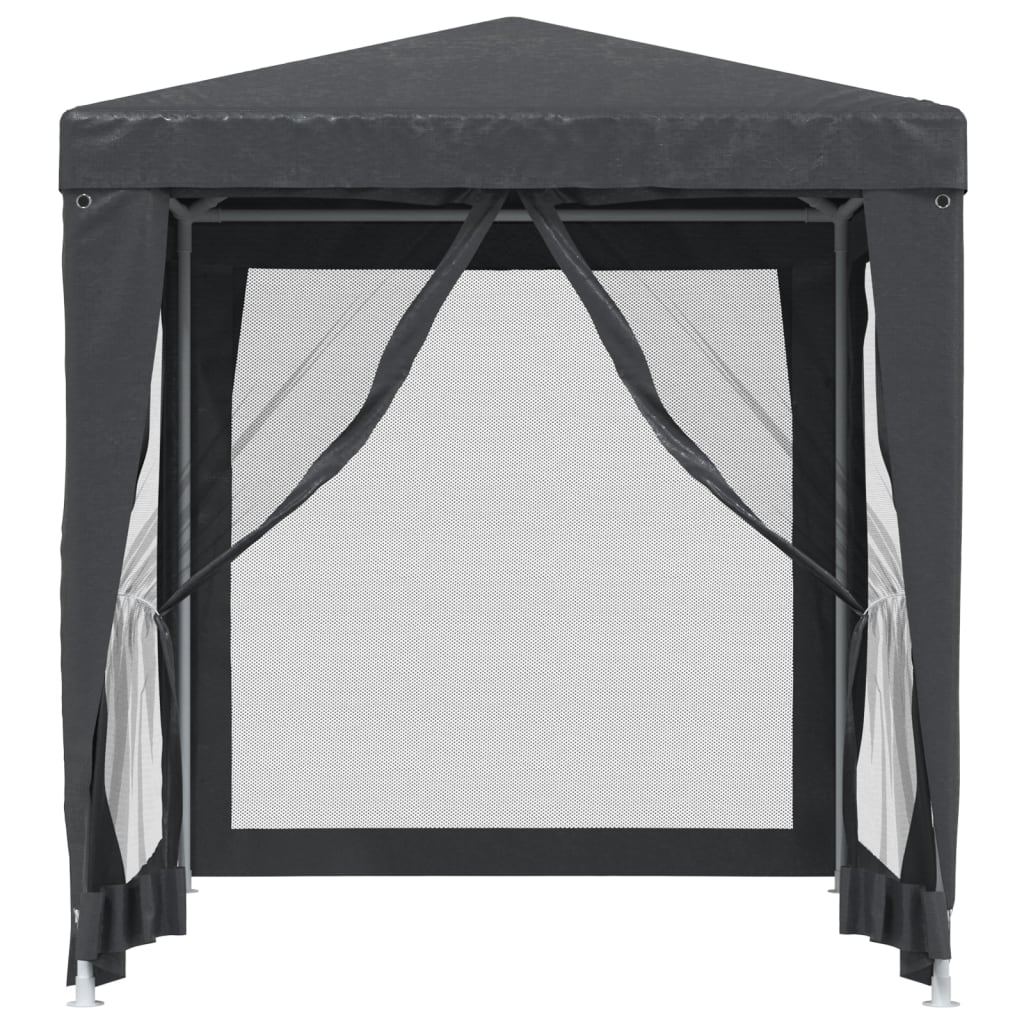 Detail van de antracieten vidaXL partytent met open mesh zijwand.