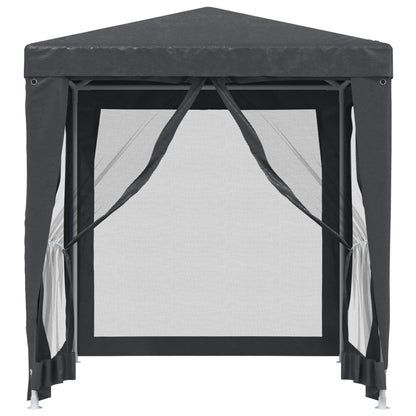 Detail van de antracieten vidaXL partytent met open mesh zijwand.