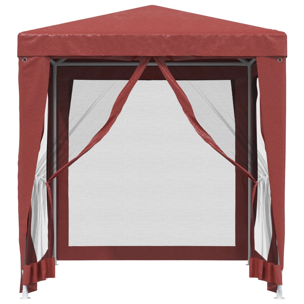 Rood vidaXL partytent met open mesh zijwand, vooraanzicht met rits.