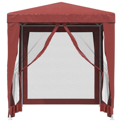 Rood vidaXL partytent met open mesh zijwand, vooraanzicht met rits.