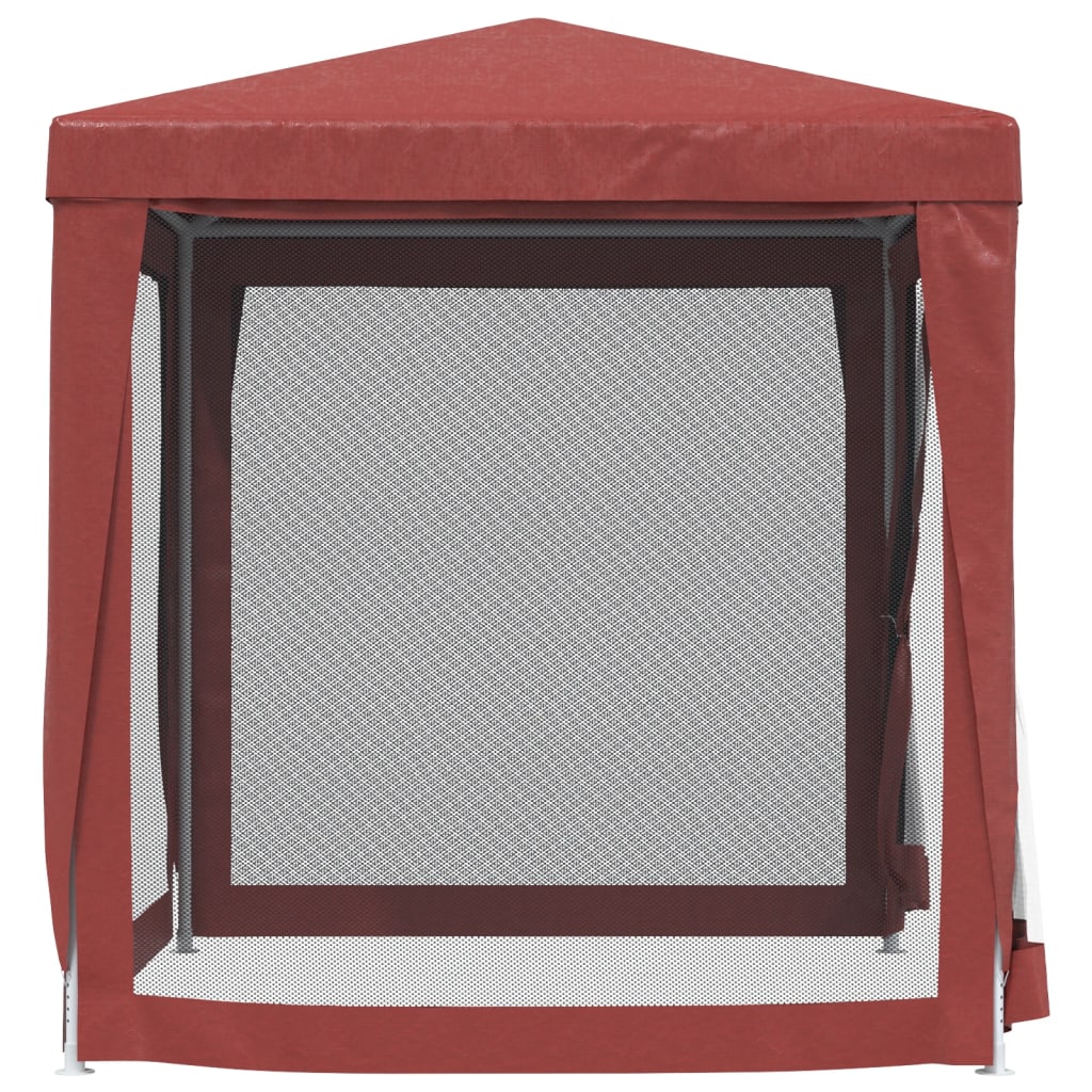 Detail van de vidaXL partytent met rits en mesh zijwand in rood.