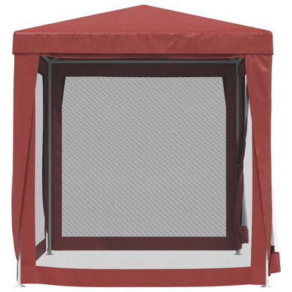 Detail van de vidaXL partytent met rits en mesh zijwand in rood.