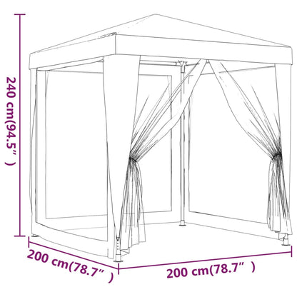 Detail van de vidaXL partytent met afmetingen en open zijwanden voor toegang.