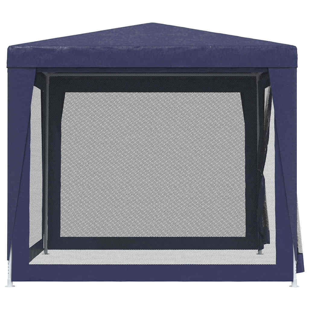 Detail van de blauwe vidaXL partytent met mesh zijwand en ritssluiting.