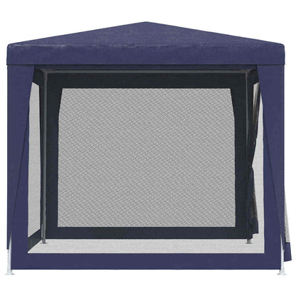 Detail van de blauwe vidaXL partytent met mesh zijwand en ritssluiting.