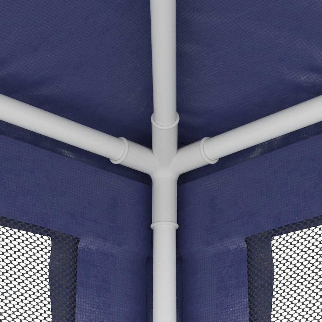 Detail van het stevige ijzeren frame van de vidaXL partytent met mesh zijwanden.