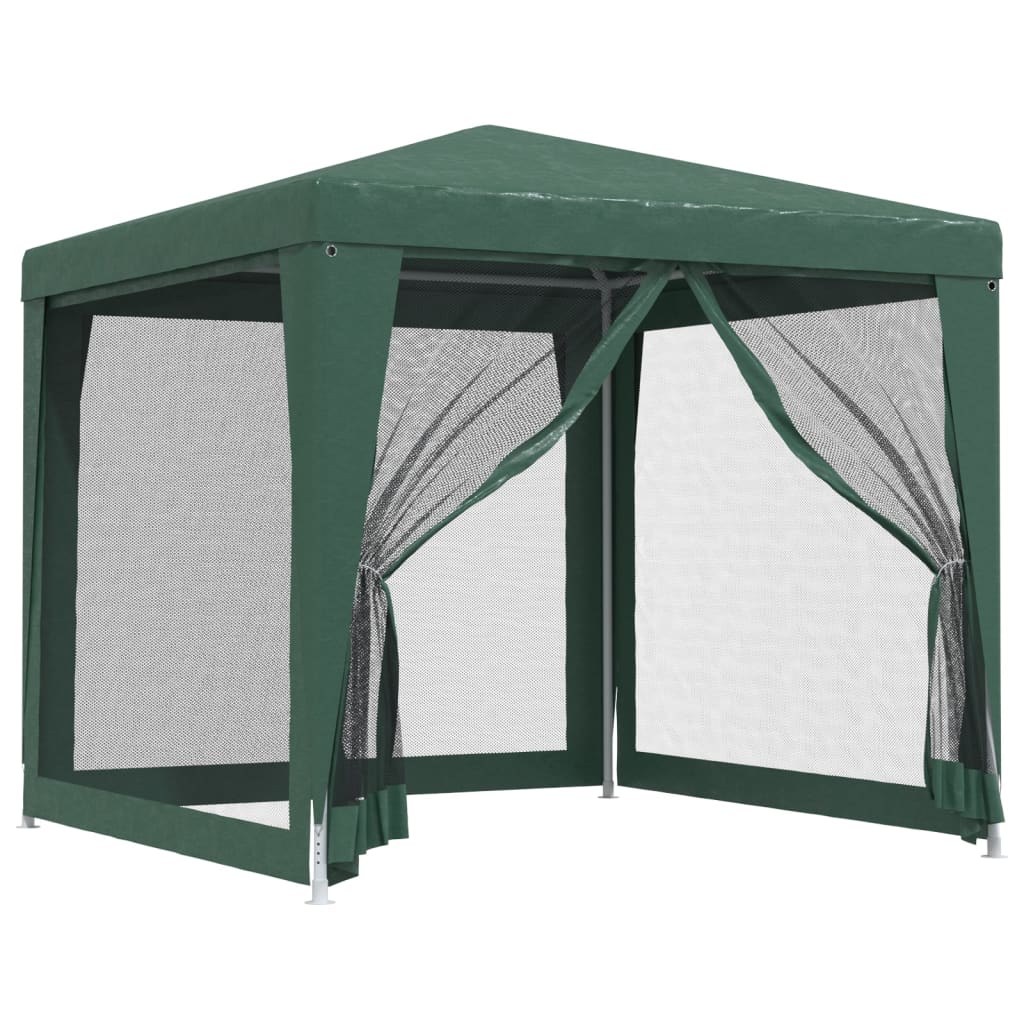 Detail van de vidaXL partytent met open mesh zijwanden en groene kleur.